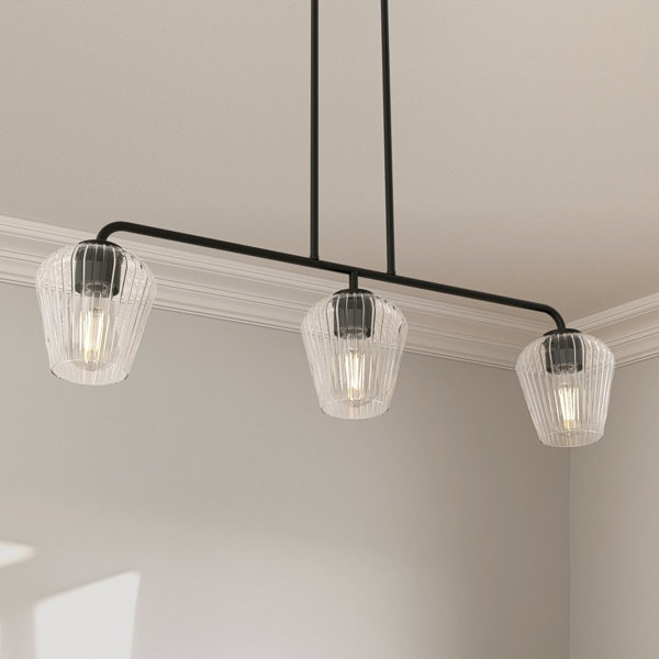 Ebern Designs Malinowski 3-Light Black Linear Island Pendant Hanging ...